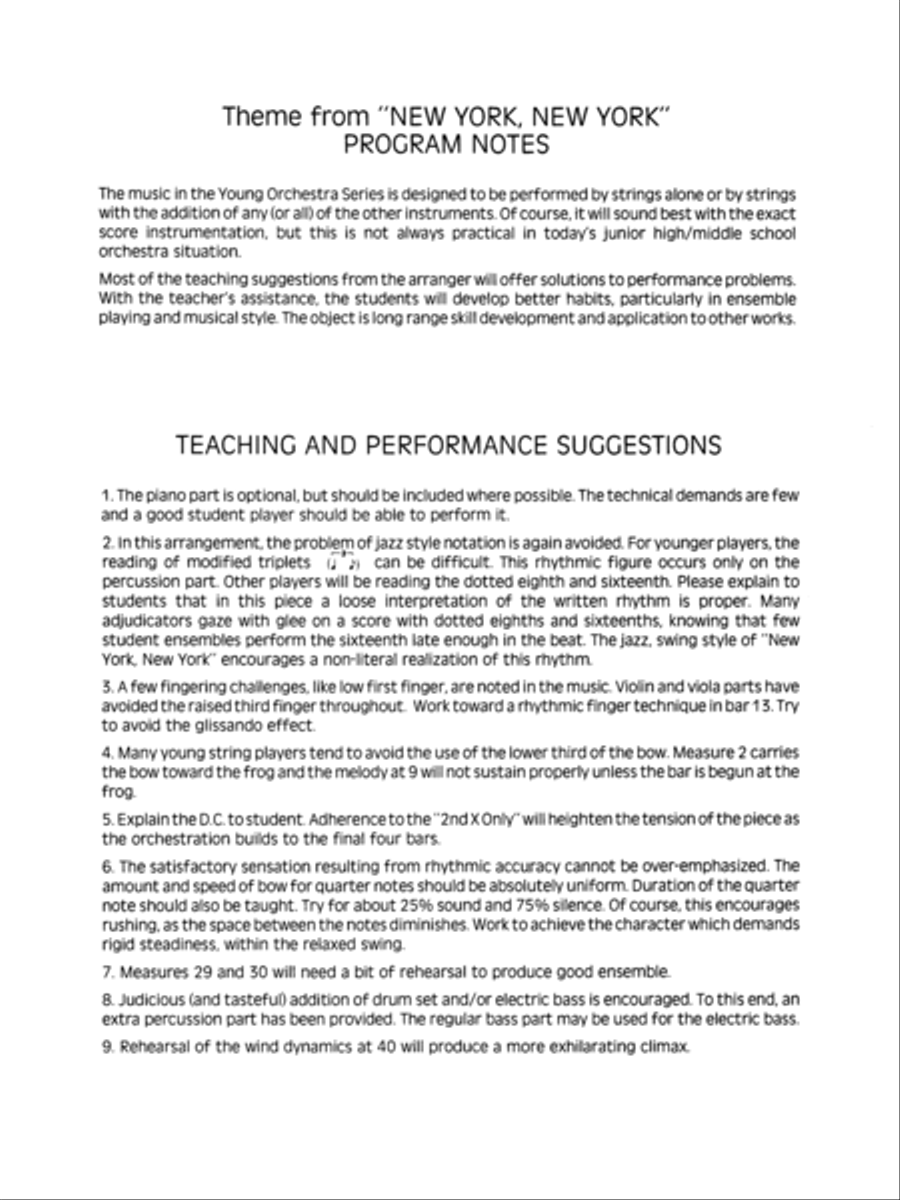 New York, New York, Theme from Full Orchestra scores gallery preview page 3