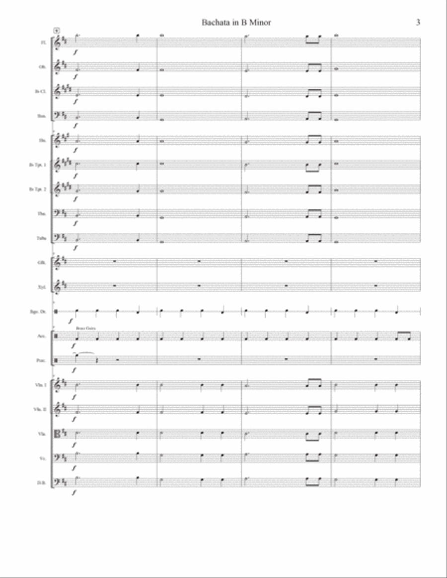 Bachata in B Minor Full Orchestra scores gallery preview page 4