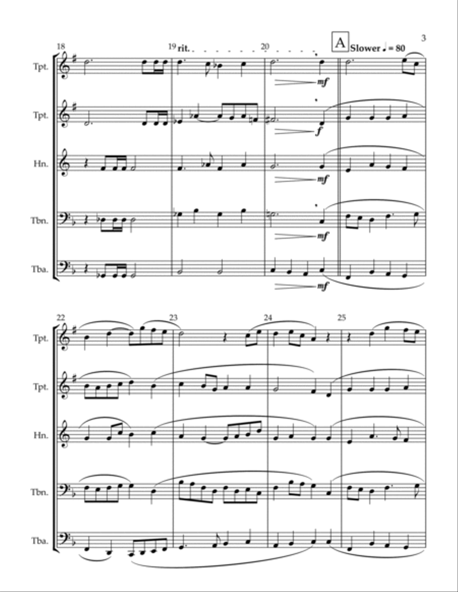 O Spirit of the Living God for Brass Quintet Brass Quintet scores gallery preview page 3