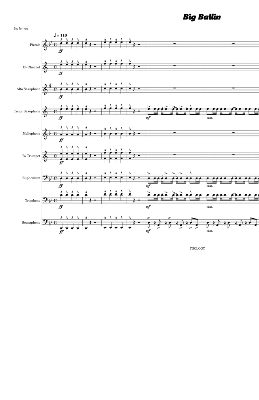 Big Ballin Marching Band scores gallery preview page 1