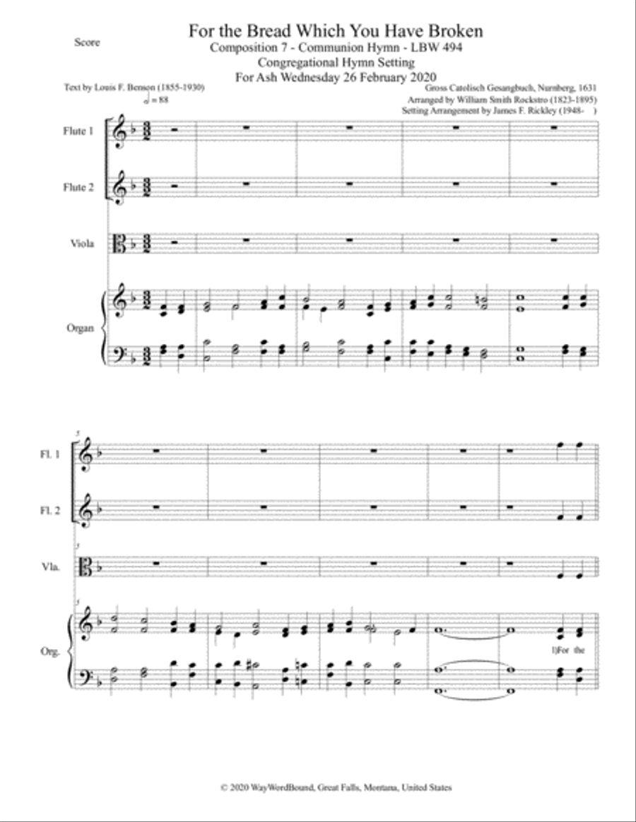For the Bread Which You Have Broken, Hymn Setting Unison Choir scores gallery preview page 2