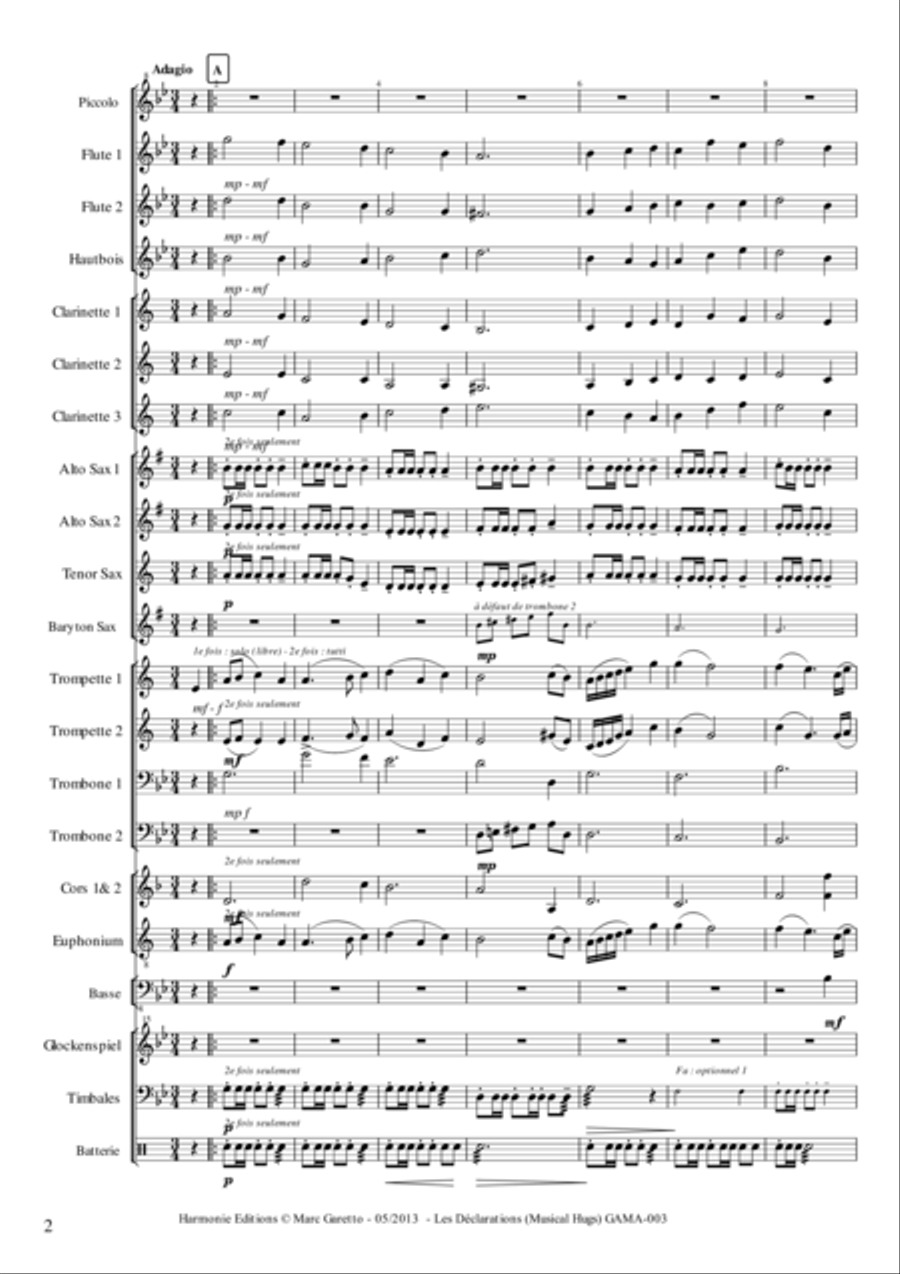 Les Déclarations - Musical Hugs Concert Band scores gallery preview page 3