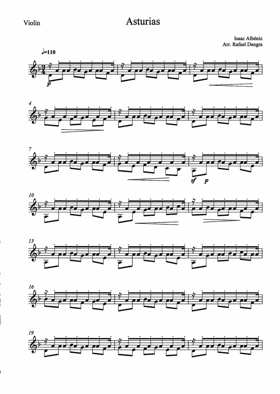 Asturias - solo Violin Violin Solo scores gallery preview page 1
