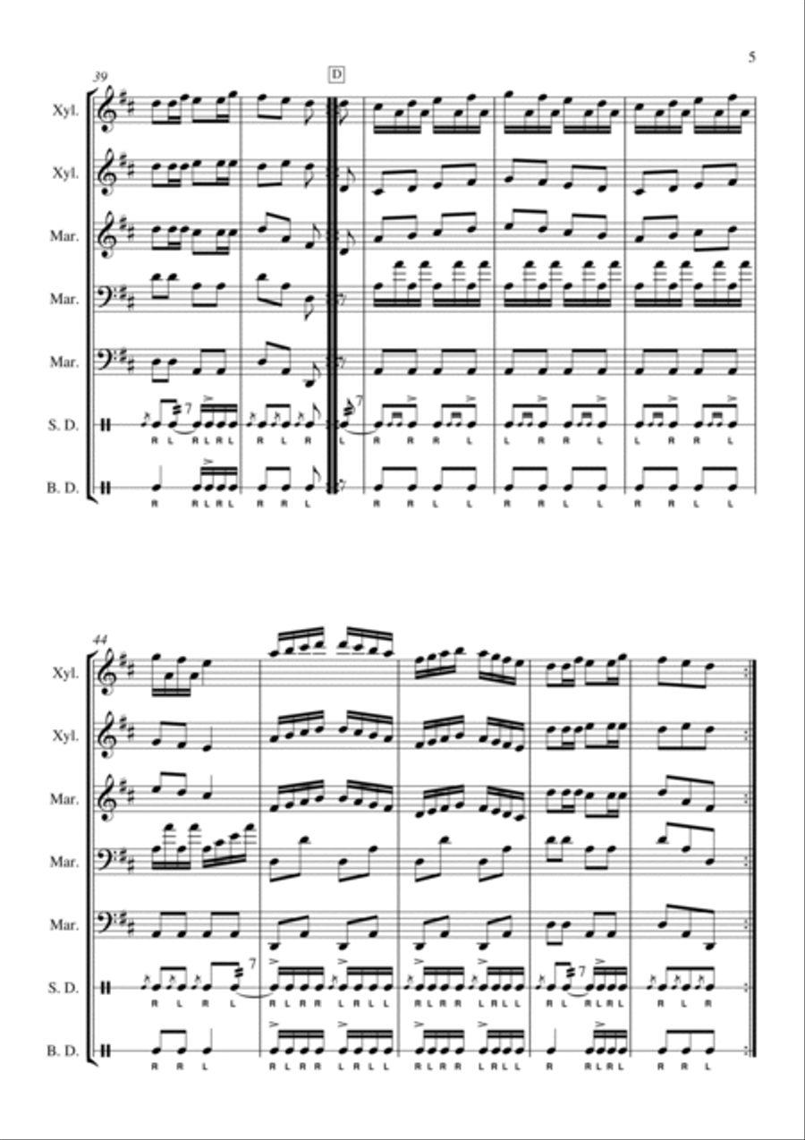 The Downfall of Paris for percussion septet Marching Band scores gallery preview page 5