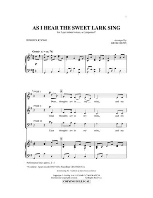 Book cover for As I Hear The Sweet Lark Sing