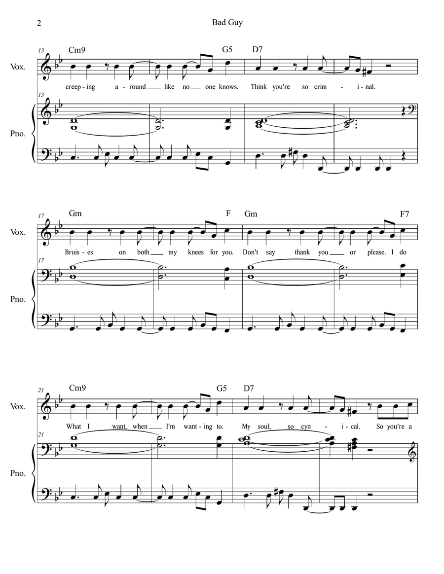 Bad Guy Voice scores gallery preview page 3