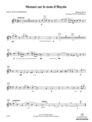 Menuet sur le nom d'Haydn: 2nd E-flat Alto Saxophone