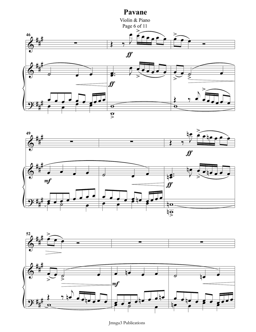 Fauré: Pavane Op. 50 for Violin & Piano Violin Solo scores gallery preview page 6