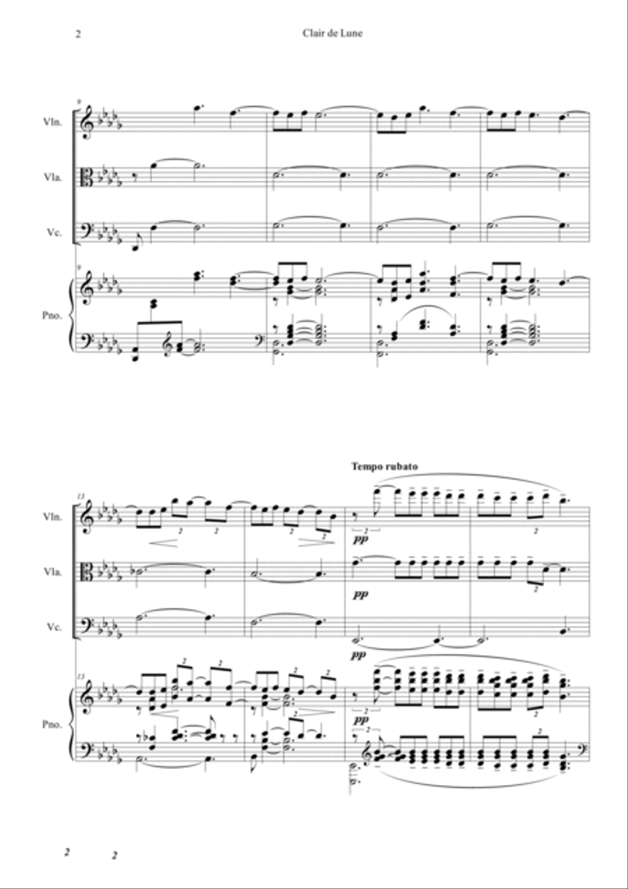 Clair de Lune Piano Quartet scores gallery preview page 2