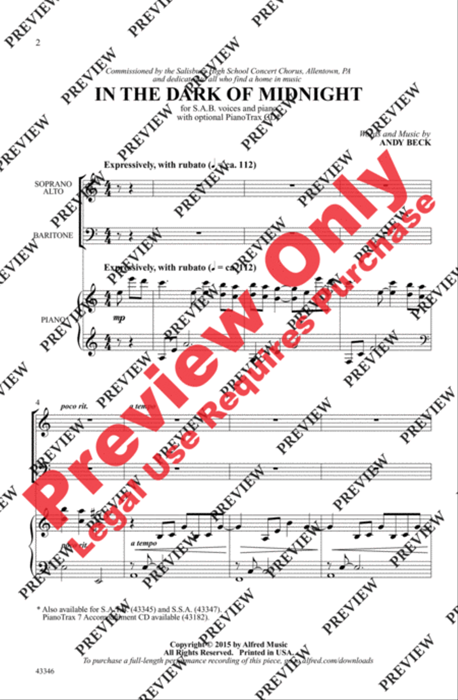 In the Dark of Midnight 3-Part scores gallery preview page 2