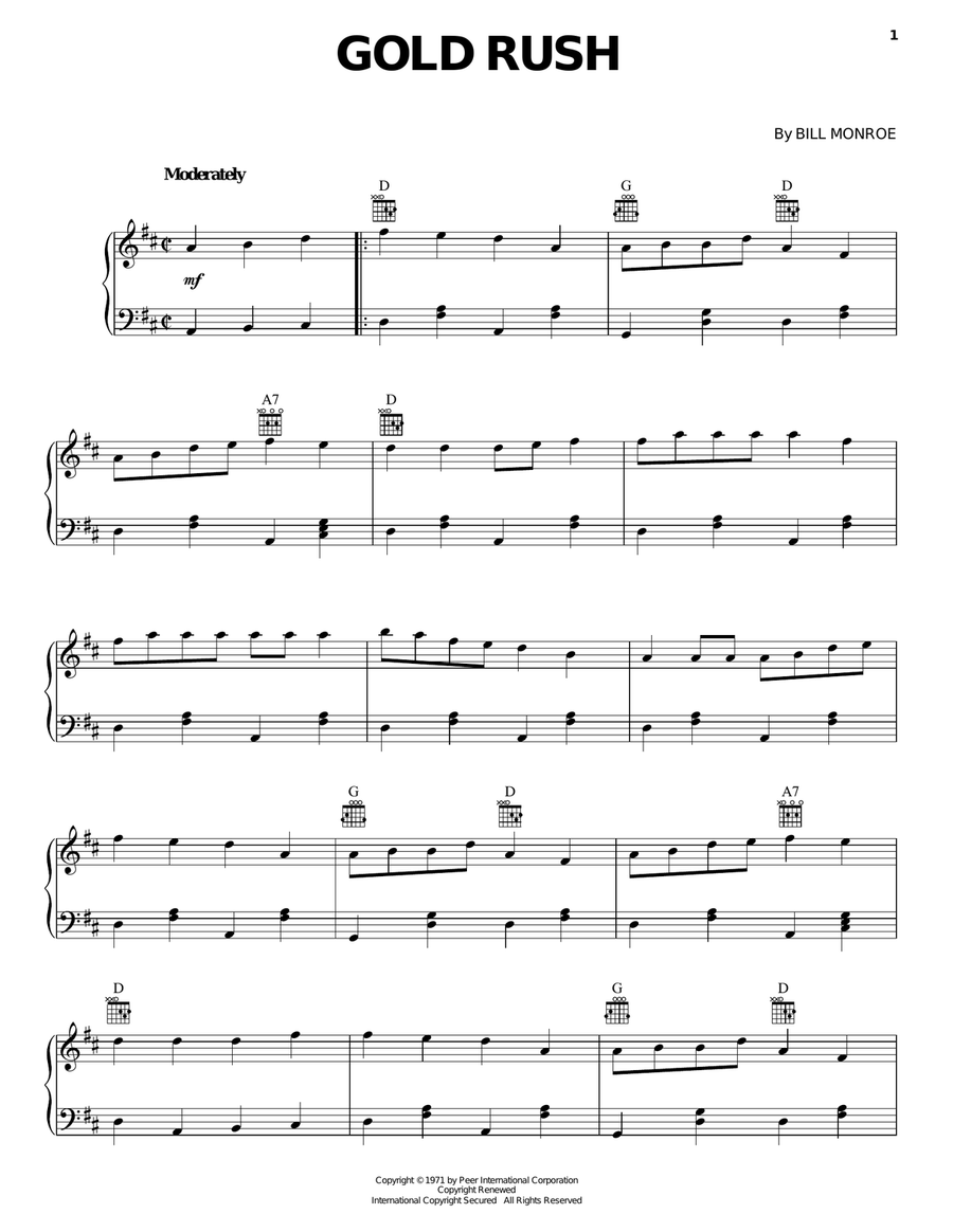 Gold Rush Piano Solo scores gallery preview page 1