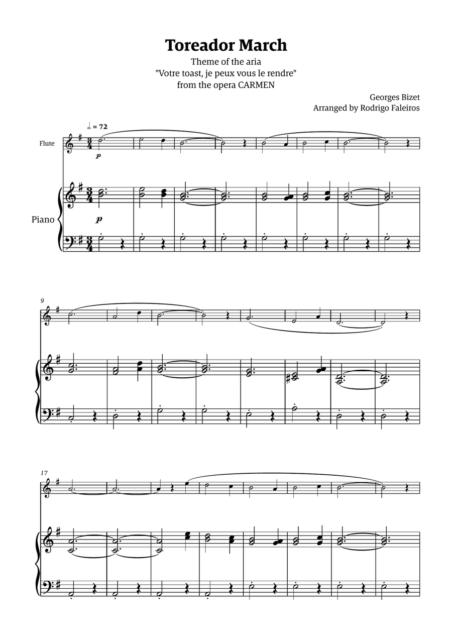 Toreador March (from the opera Carmen) - easy version Chamber Music scores gallery preview page 1