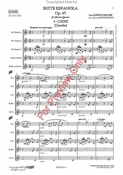 Suite Espagnola, Opus 47, 4: Cadiz (Cancion) image number null