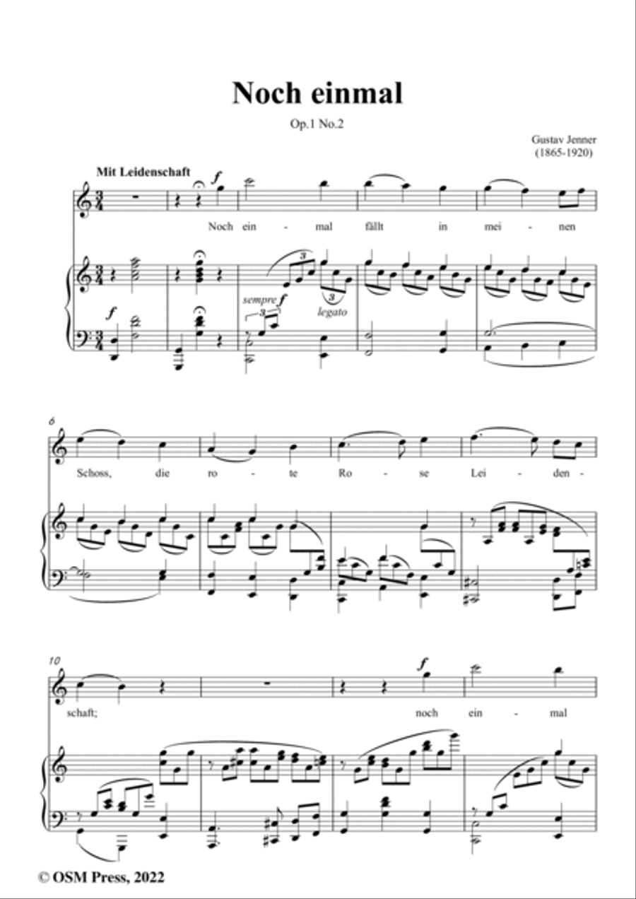 Jenner-Noch einmal,in C Major,Op.1 No.2,from '4 Lieder,Op.1' Voice scores gallery preview page 2