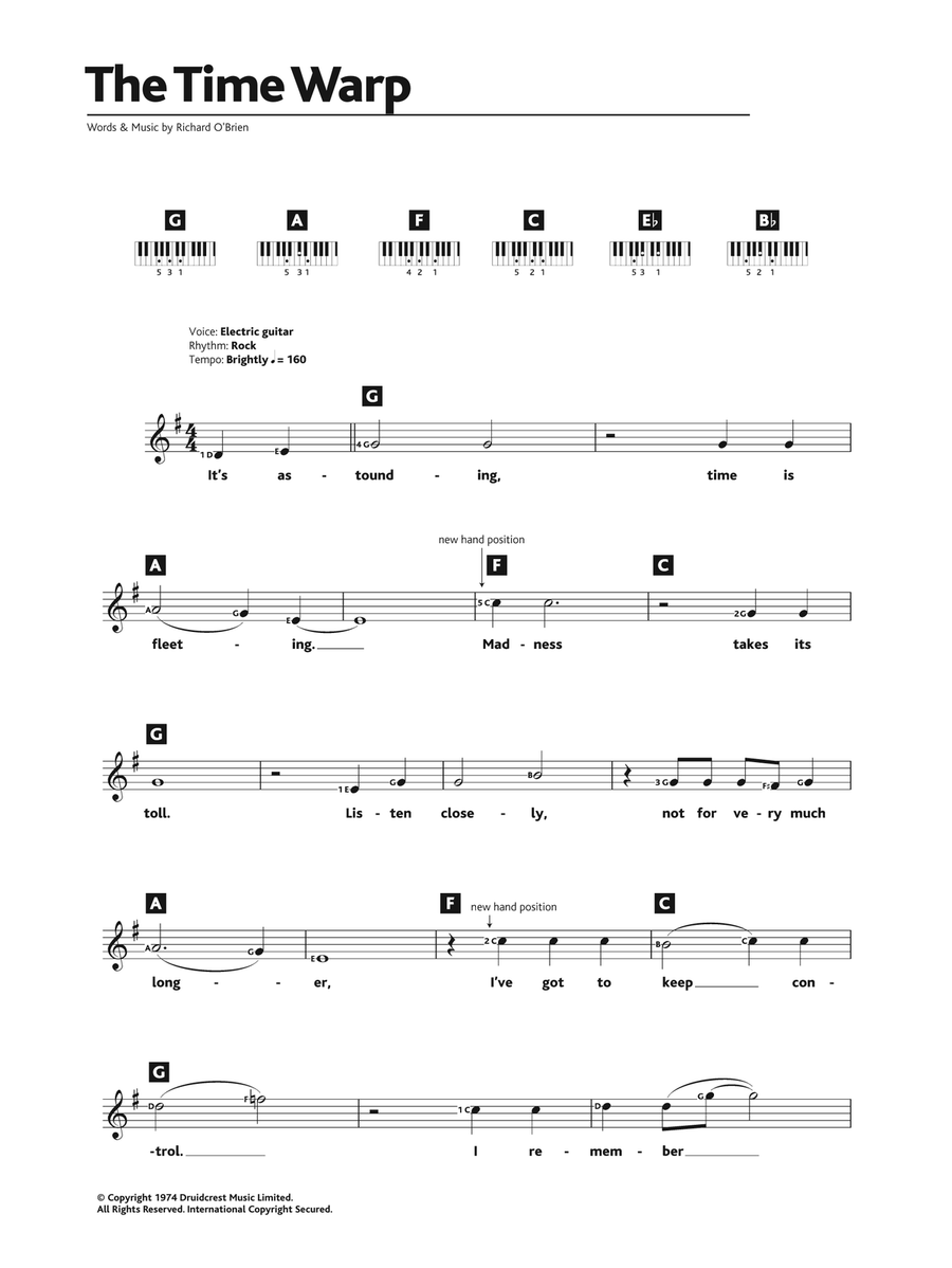 The Time Warp (from The Rocky Horror Picture Show) Piano Solo scores gallery preview page 1