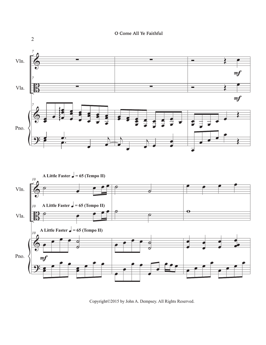 O Come All Ye Faithful (Trio for Violin, Viola and Piano) Small Ensemble scores gallery preview page 6