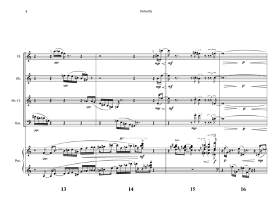Butterfly, for piano quintet Chamber Music scores gallery preview page 6