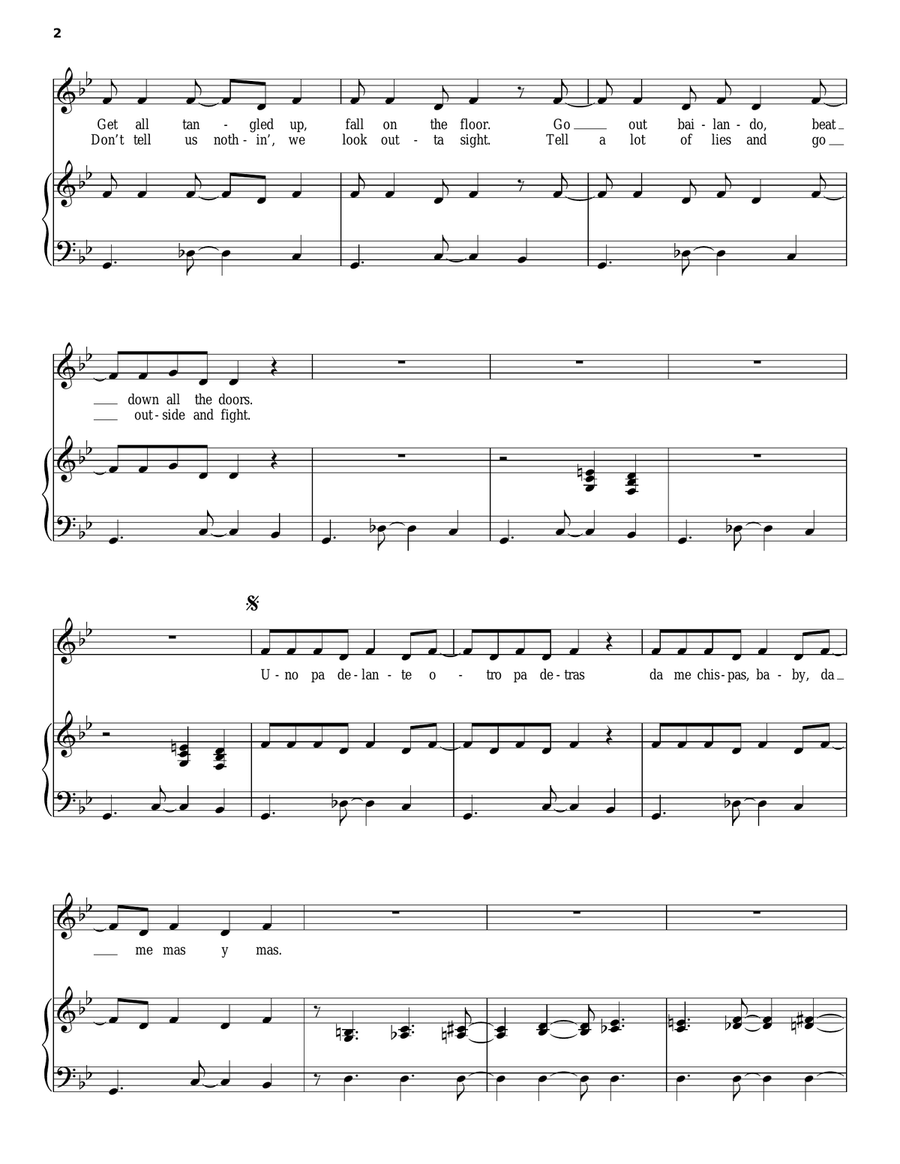 Mas Y Mas Piano, Vocal, Guitar scores gallery preview page 2