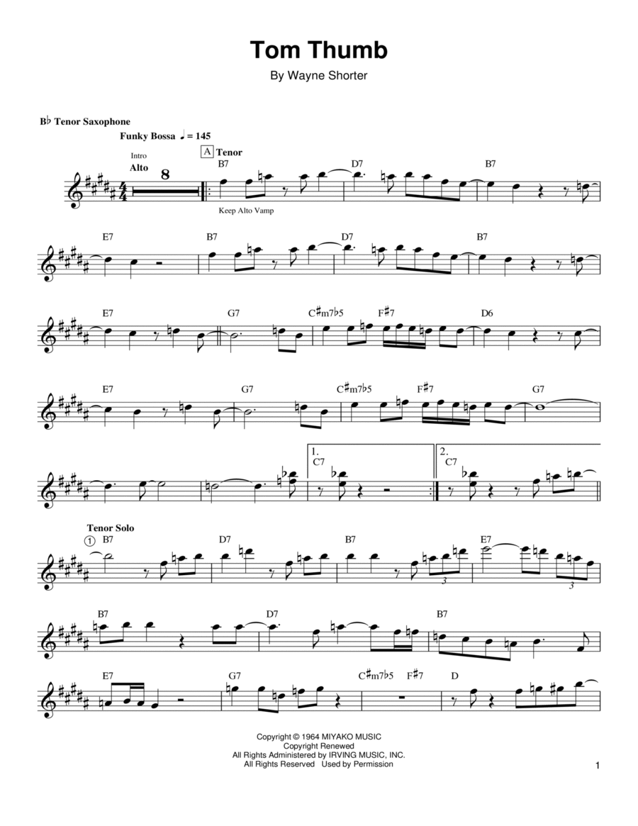Tom Thumb by Wayne Shorter School and Community Digital Sheet
