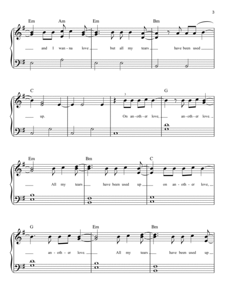 Piano Tutorial Easy Another Love Sheet Music (Piano Solo) in E Minor -  Download & Print - SKU: MN0235671