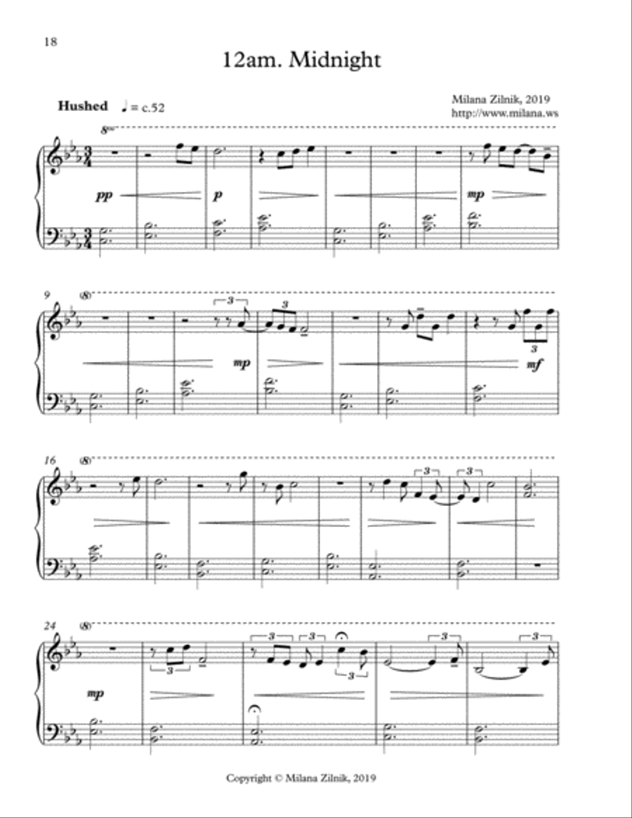 12am. Midnight 12am. Midnight Piano Solo scores gallery preview page 1