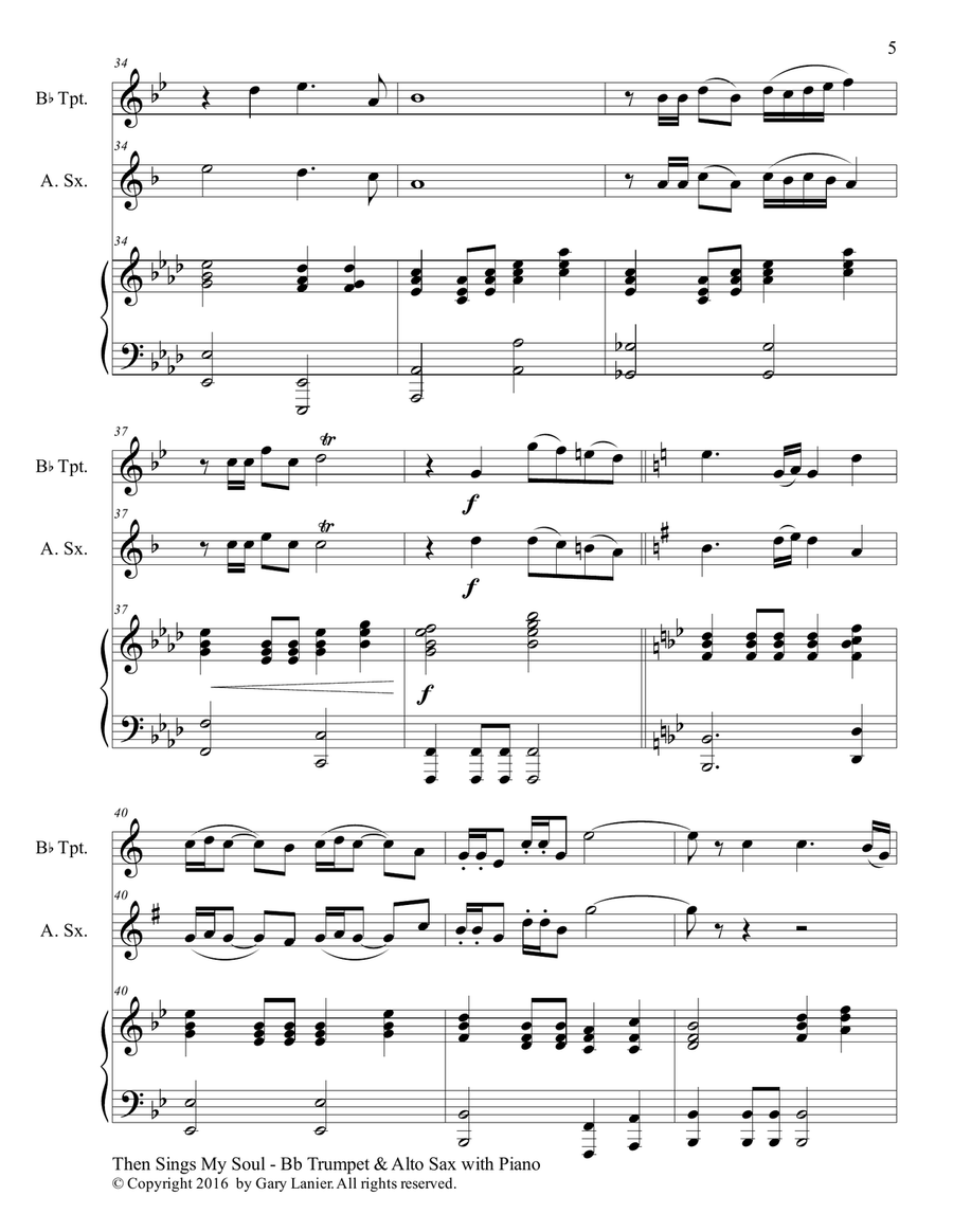 Trios for 3 GREAT HYMNS (Bb Trumpet & Alto Sax with Piano and Parts) Alto Saxophone scores gallery preview page 6
