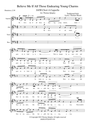 Believe Me If All Those Endearing Young Charms (SATB A Cappella)