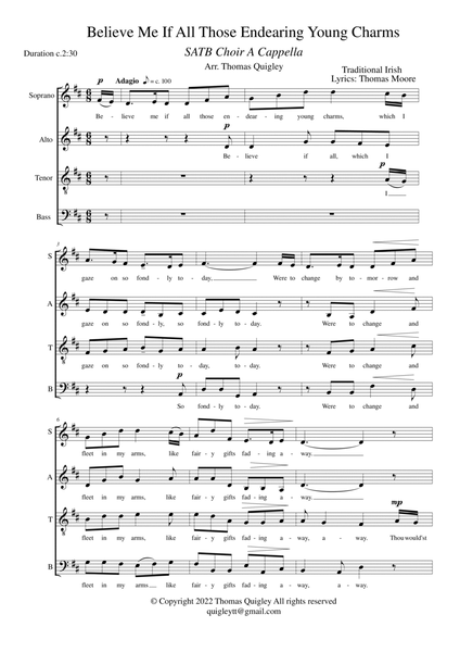 Believe Me If All Those Endearing Young Charms (SATB A Cappella) image number null