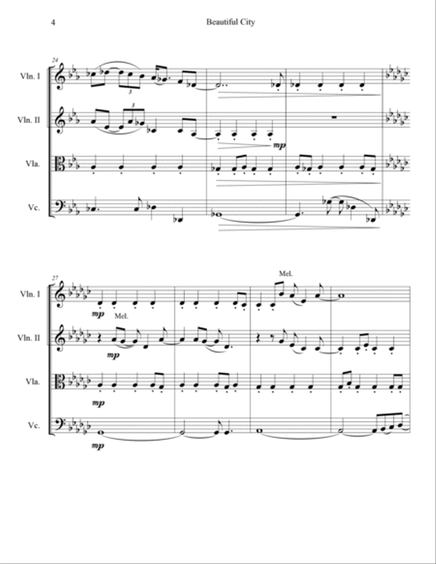 Beautiful City Beautiful City String Quartet scores gallery preview page 4