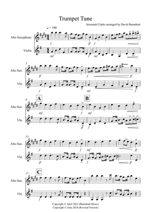Trumpet Tune for Alto Saxophone and Violin Duet