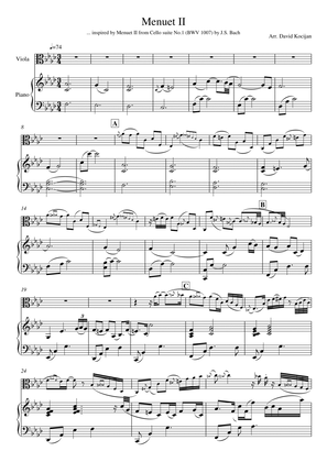 Menuet II from Cello suite No.1 (viola & piano)