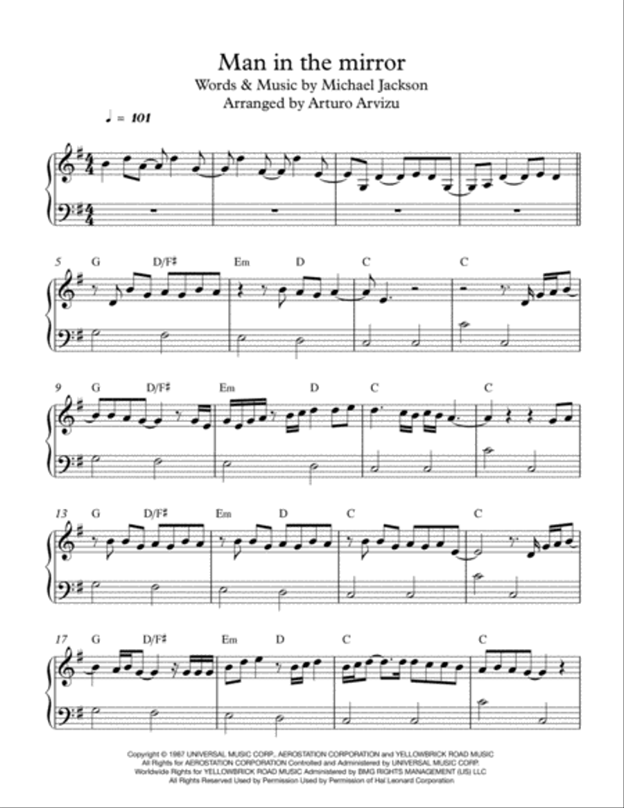 Man In The Mirror Voice scores gallery preview page 1