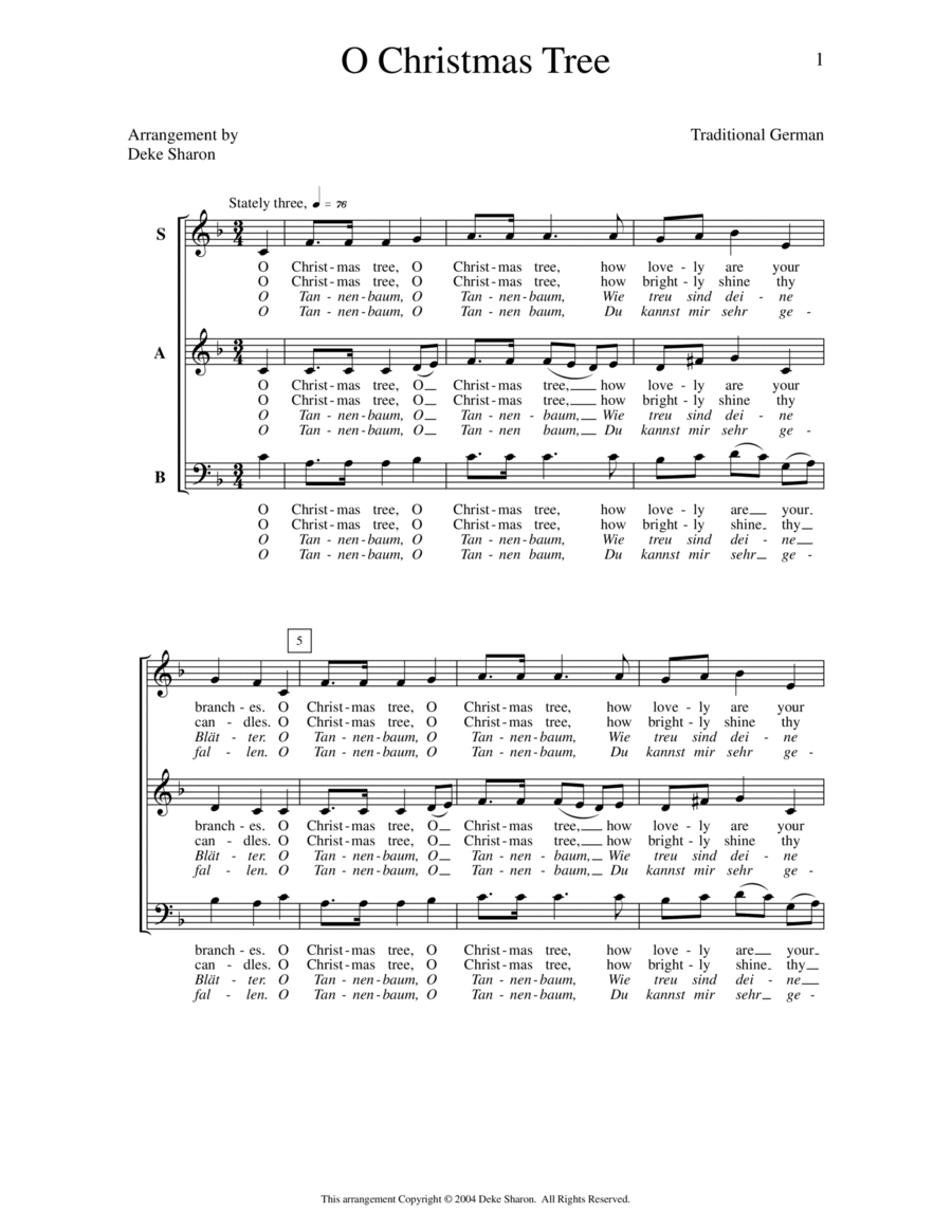 O Christmas Tree 3-Part scores gallery preview page 1