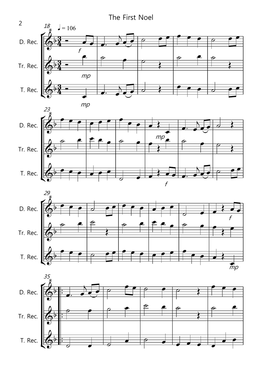 8 Easy Christmas Trios for Recorder Recorder scores gallery preview page 2