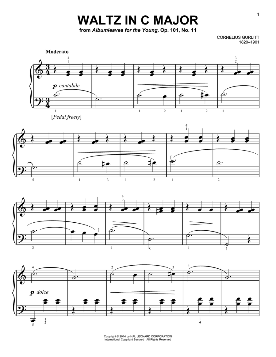 Waltz, Op. 101, No. 11 Easy Piano scores gallery preview page 1