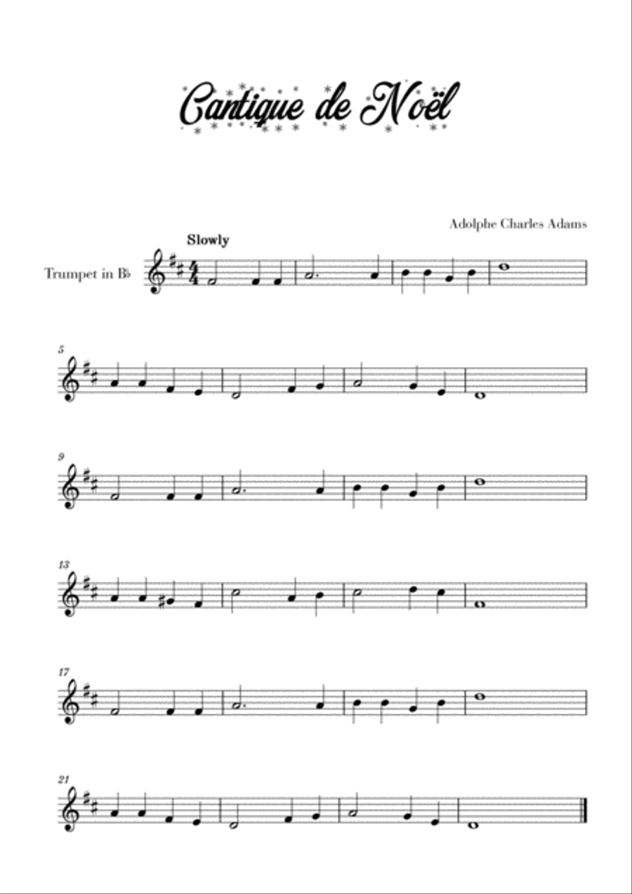 Cantique de Noël (for Trumpet) Trumpet Solo scores gallery preview page 1