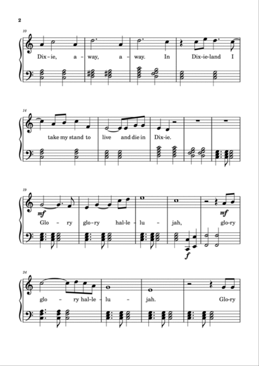 An American Trilogy An American Trilogy Easy Piano scores gallery preview page 2