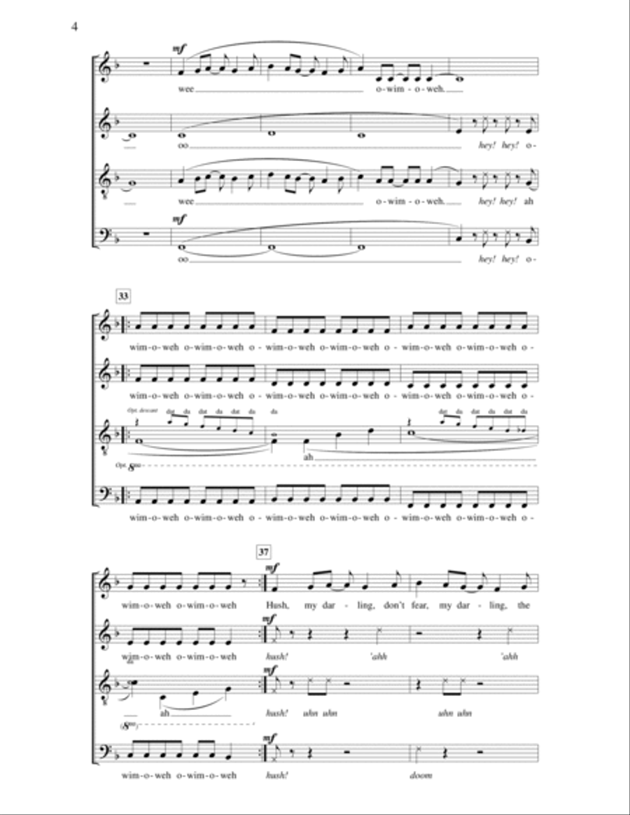 The Lion Sleeps Tonight 4-Part scores gallery preview page 4