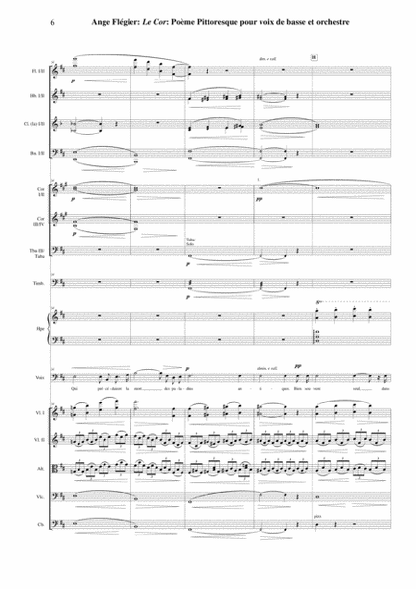 Ange Flégier: Le Cor for bass voice and orchestra, score and complete parts