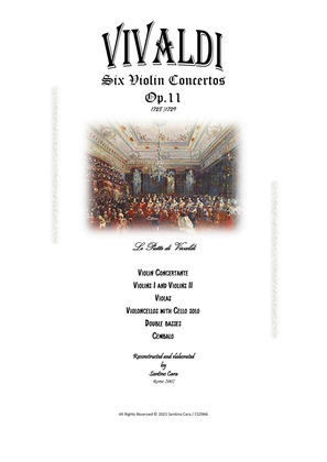 Vivaldi - Six Violin Concertos Op.11 for Violin, Strings and Cembalo - Full scores and Parts