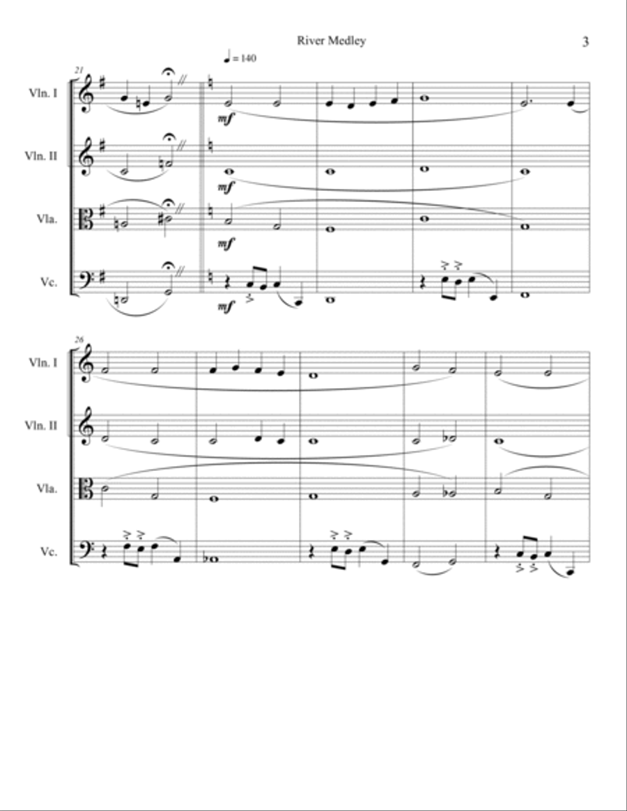 River Medley for String Quartet String Quartet scores gallery preview page 3