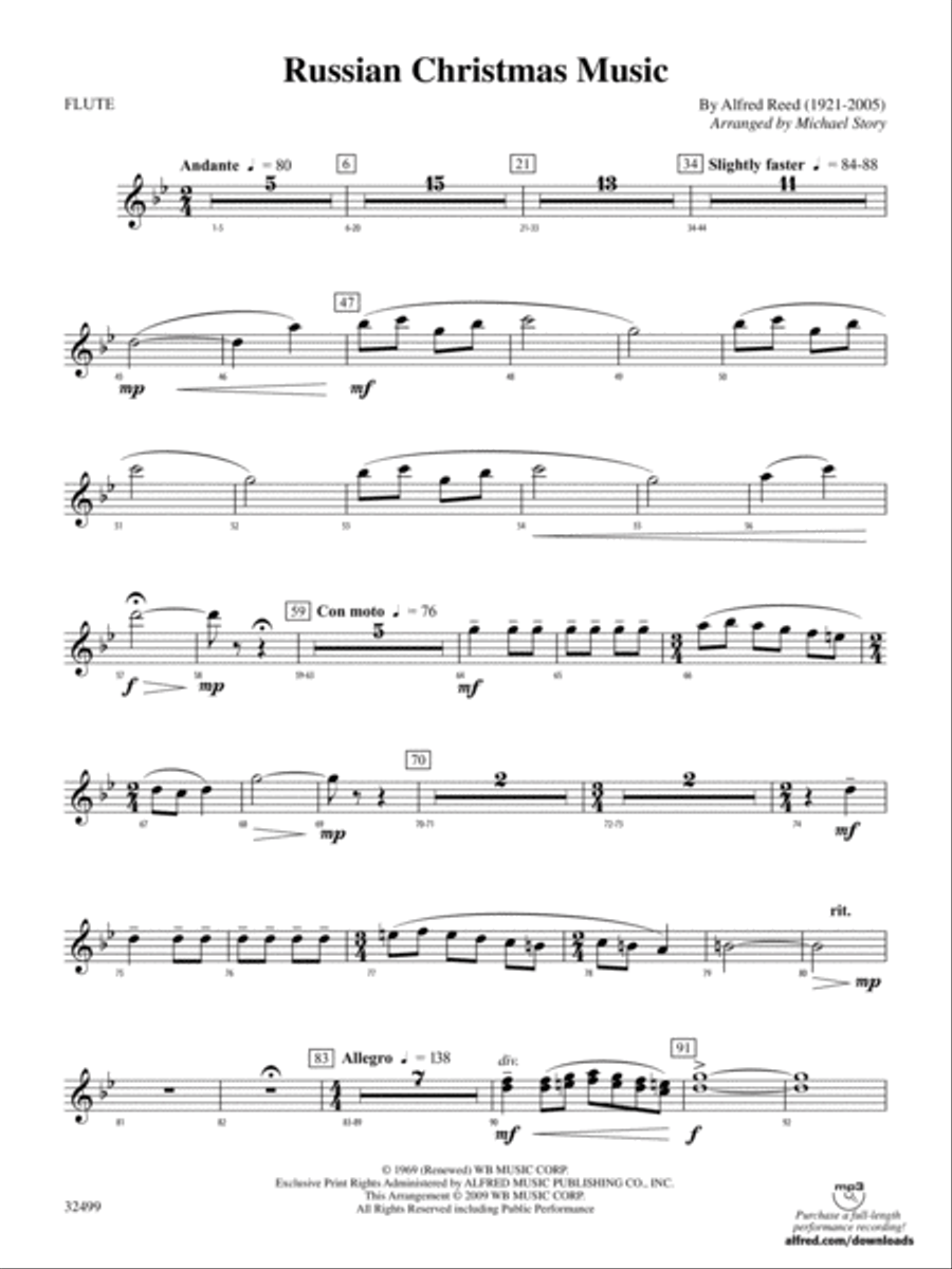 Russian Christmas Music: Flute Concert Band scores gallery preview page 1