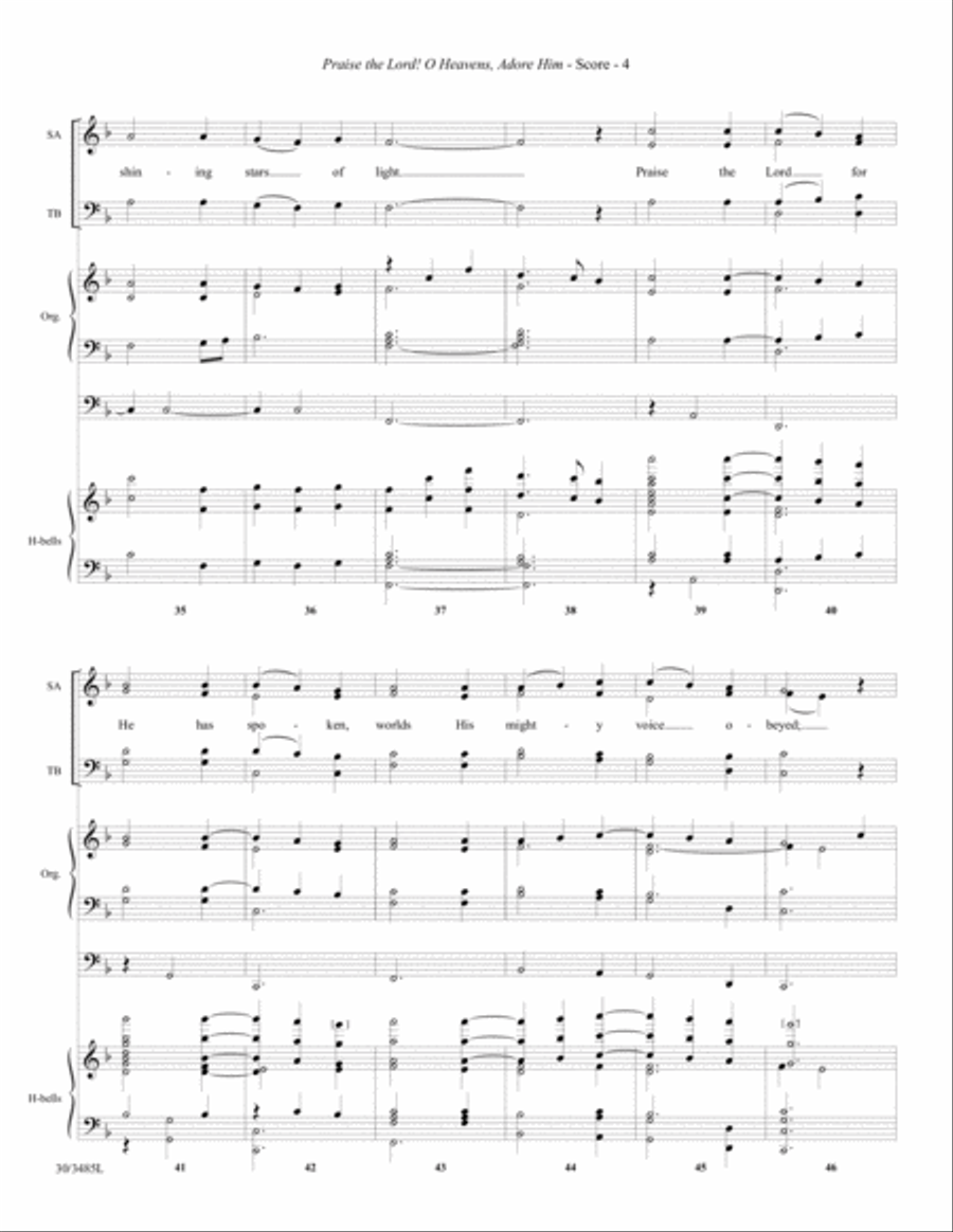 Praise the Lord! O Heavens, Adore Him - Reproducible Handbell Part 5-Octaves scores gallery preview page 6