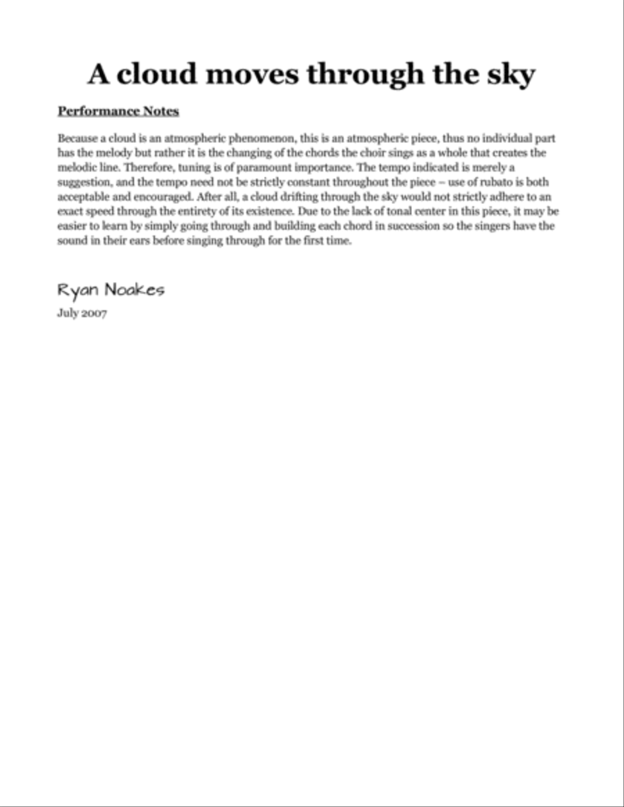 A cloud moves through the sky 4-Part scores gallery preview page 2