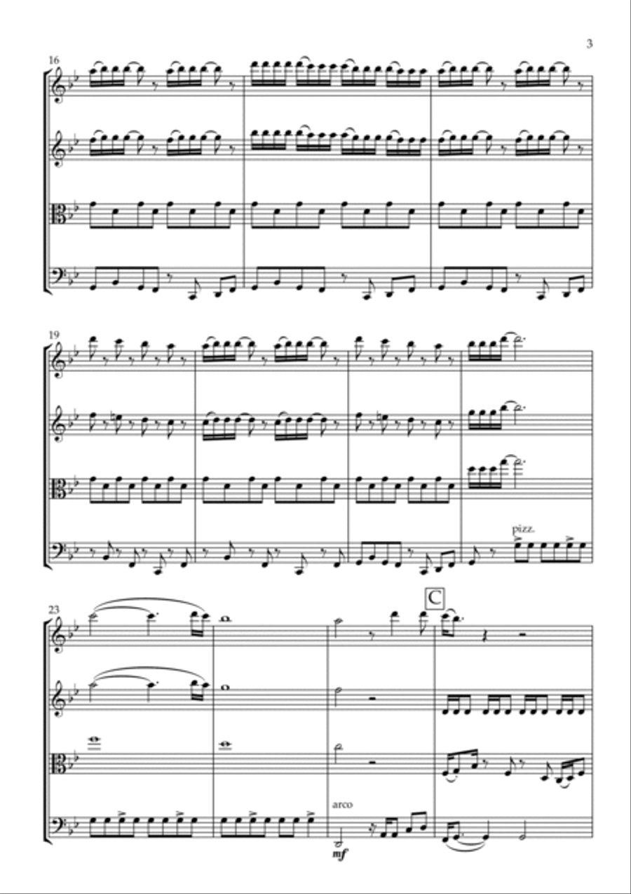Stayin' Alive String Quartet scores gallery preview page 6