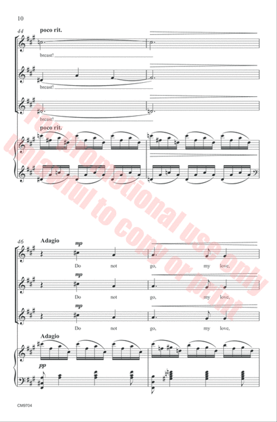 Do Not Go My Love SSA scores gallery preview page 10