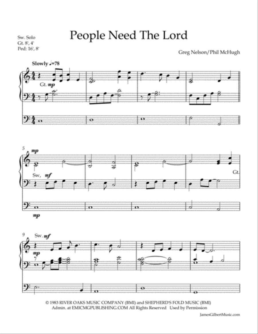 People Need The Lord Organ Solo scores gallery preview page 2