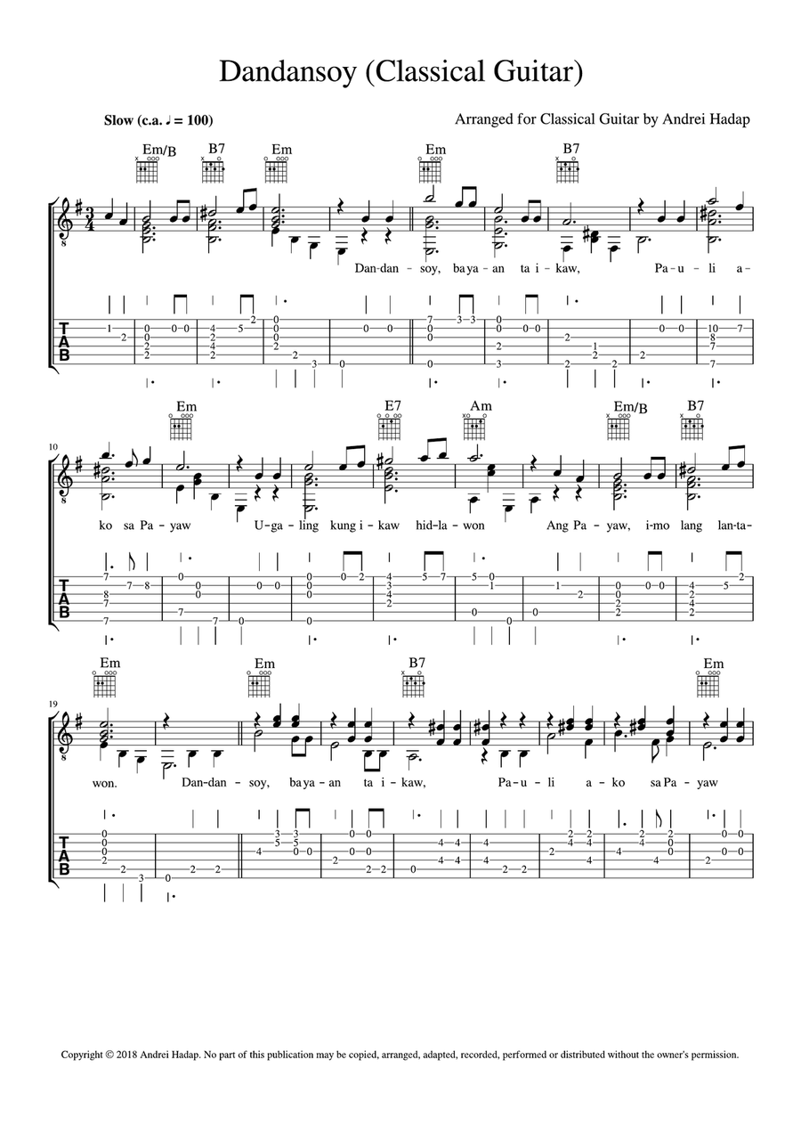 Dandansoy (Fingerstyle Guitar with TAB) Fingerpicking Guitar scores gallery preview page 2