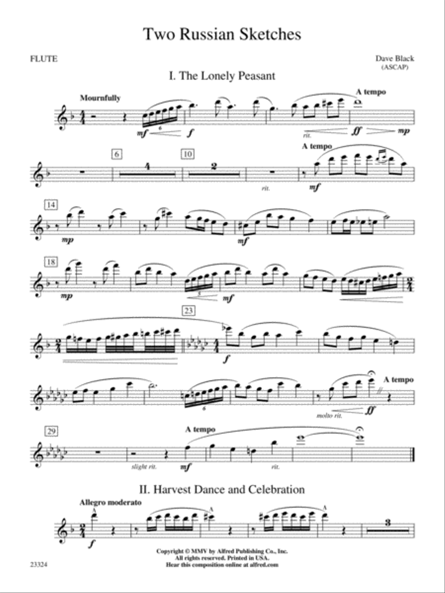 Two Russian Sketches: Flute Concert Band scores gallery preview page 1