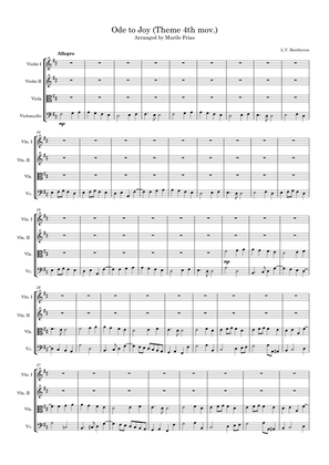 Book cover for Ode to Joy - String Quartet (Score and all parts)